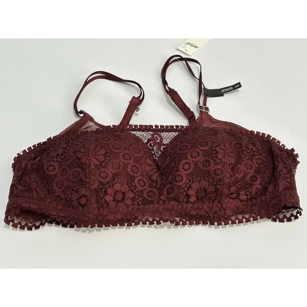 NWT Aerie Women's Royal Berry Real‎ Power Wireless Push Up Joy Lace Bra Size 34B